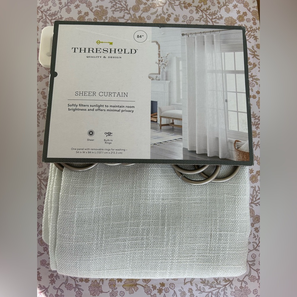 2 available - NWT Threshold Sheer curtains 84”